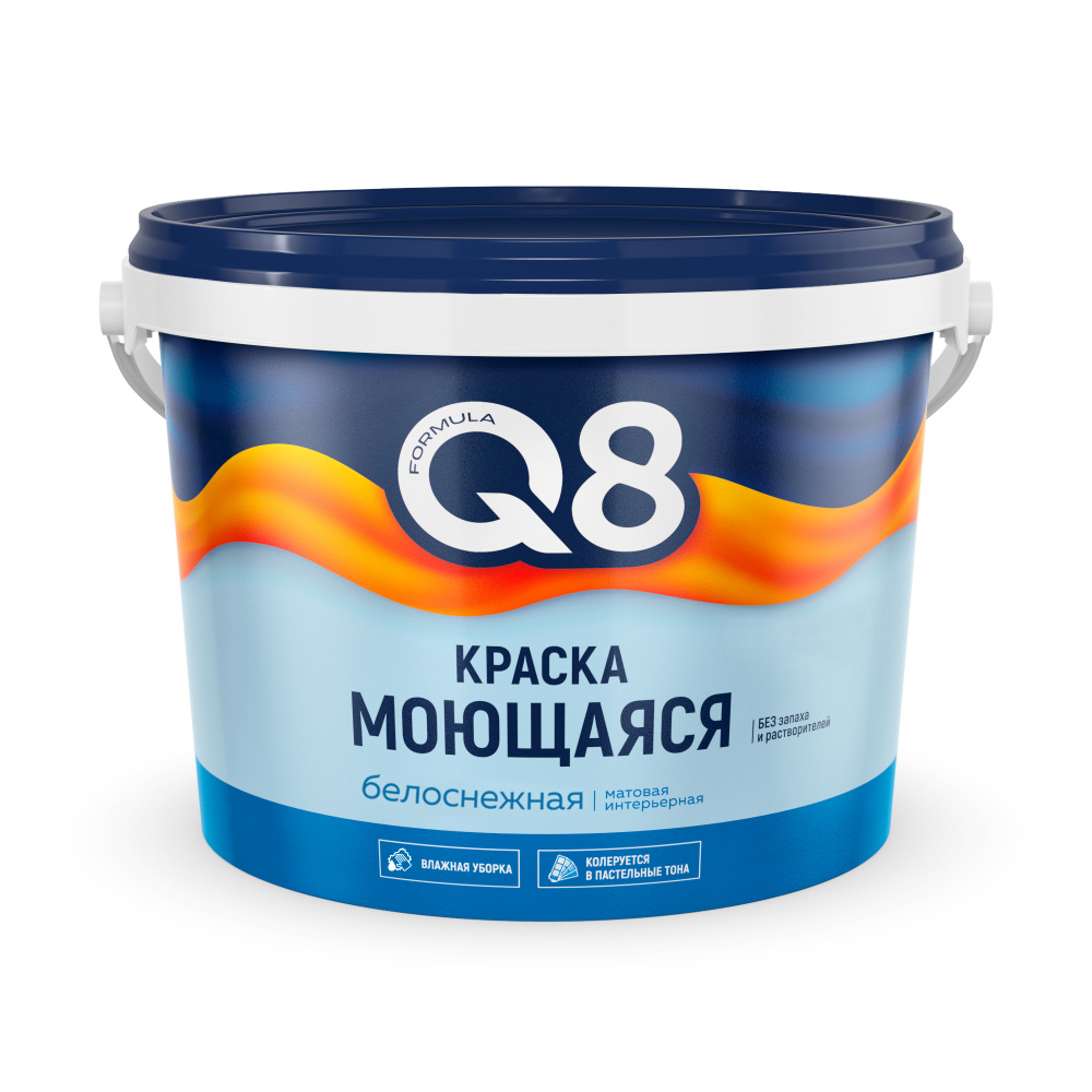 Краска ВД акриловая МОЮЩАЯСЯ Белая матовая 2,7 кг FORMULA Q8