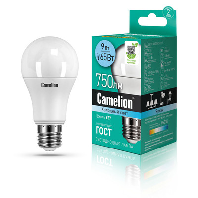 Светодиод. лампа A60 9Вт Е27 845 Camelion