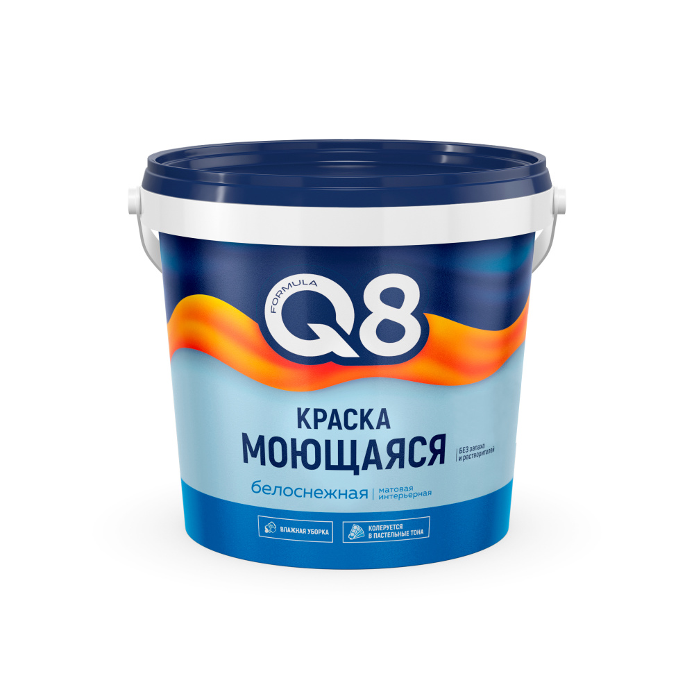 Краска ВД акриловая МОЮЩАЯСЯ Белая матовая 1,4 кг FORMULA Q8