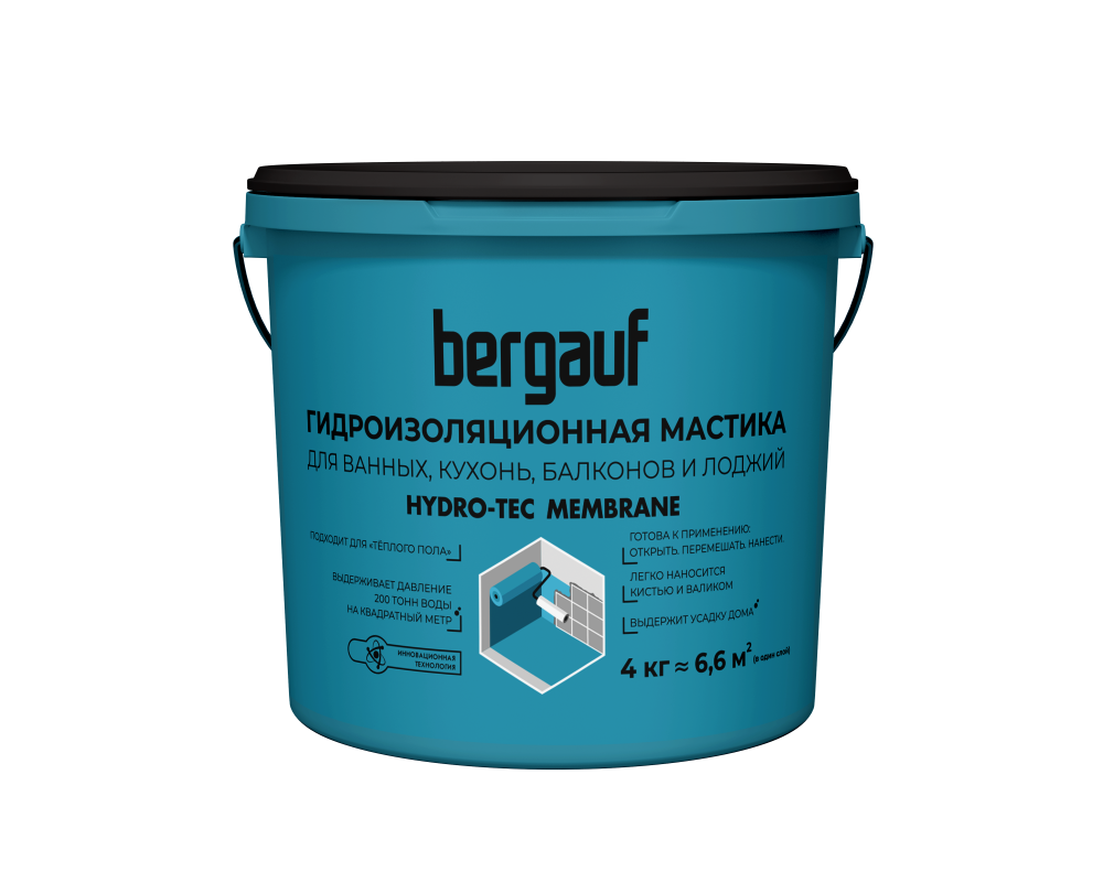 Мастика гидроизоляционная 4 кг Hydro-Tec Membrane Bergauf