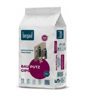 Штукатурка гипсовая Bau Putz Gips 5 кг BERGAUF