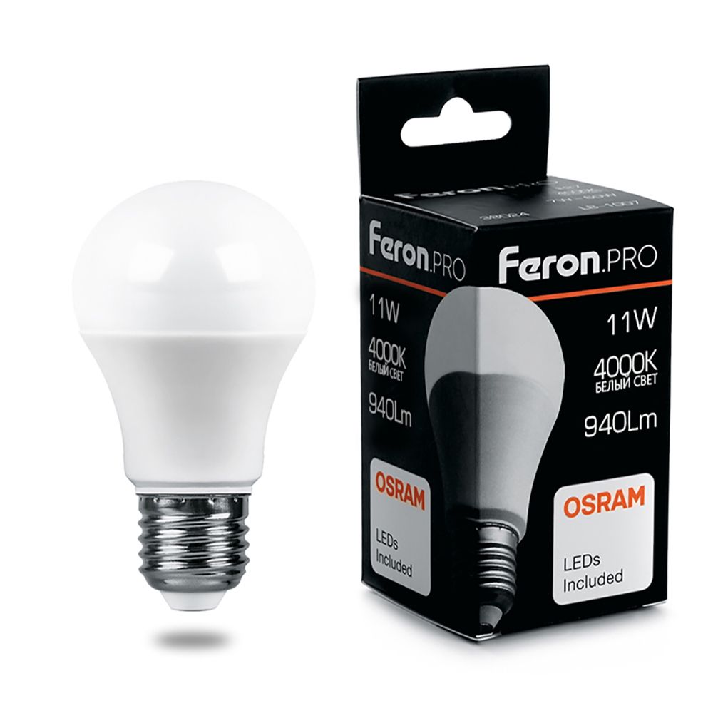 Лампа светодиодная A60 11Вт Е27 4000К LB-1011 Ферон OSRAM