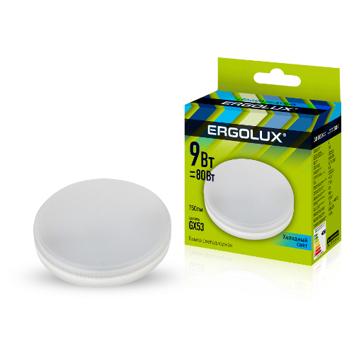 Светодиод. лампа GX53 9Вт 4К Ergolux