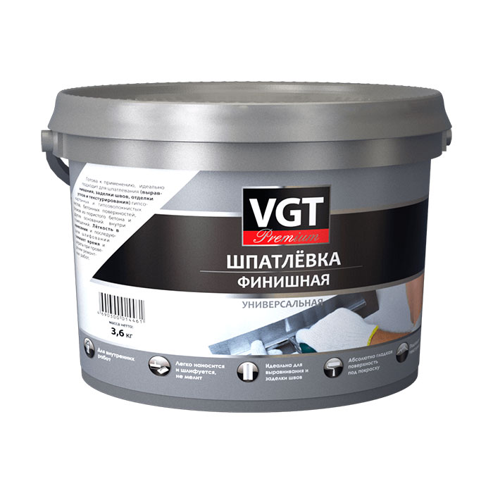 Шпатлевка ФИНИШНАЯ VGT Premium 3,6 кг ВГТ/4