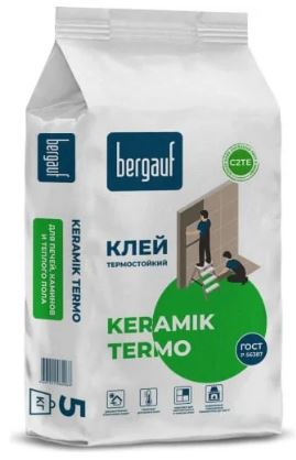 Клей плиточный KeramikTermo жаростойкий 5кг Bergauf /6