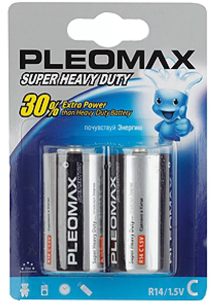 Элементы питания PLEOMAX R14-2 блистер/20