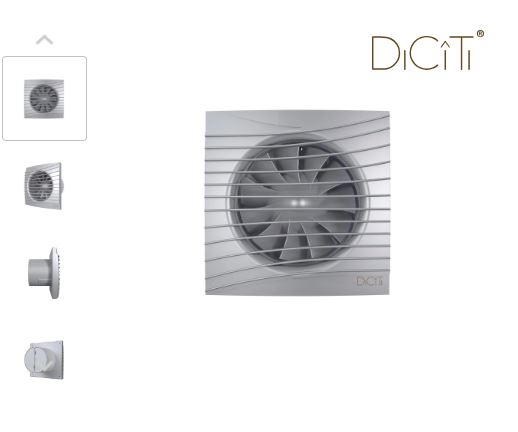 Вентилятор D100 SILENT накладной обр.клапан Gray metal DICITI