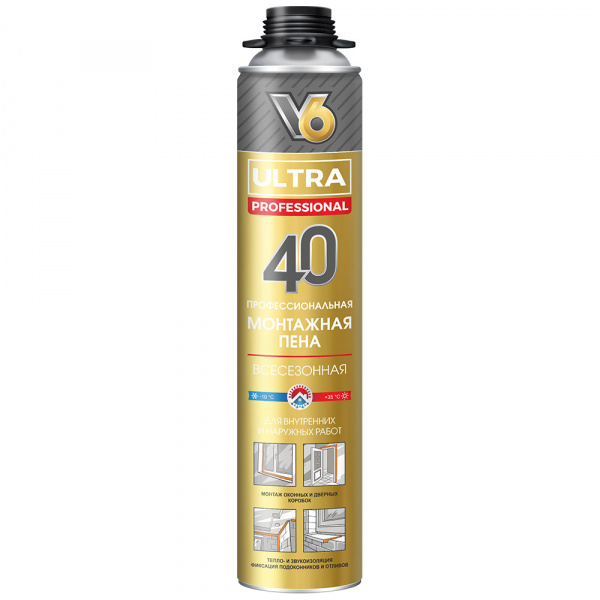 Пистолетная пена ULTRA профессиональная всесезонная 560г (40л) V6/12