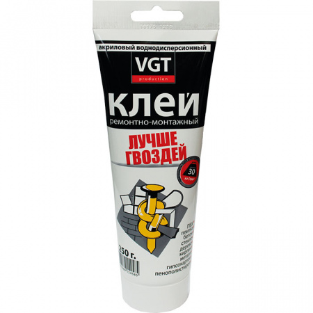 Клей ремонтно-монтажный прозрачный 0,25 кг (туба без носика) ВГТ/12