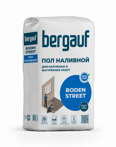 Наливной пол Boden Street 25 кг (от 10 до 70 мм) BERGAUF/56