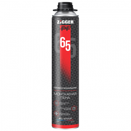 Пистолетная пена всесезонная 850мл (65л) 920г ZIGGER /12