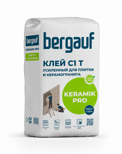 Клей плиточный KERAMIK PRO C1 25 кг BERGAUF/56