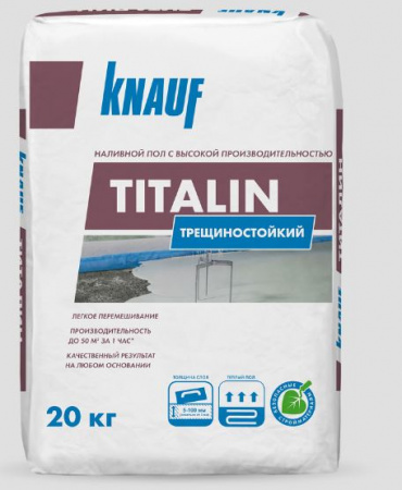 Наливной пол самонивелирующий ТИТАЛИН КНАУФ3-100мм 20 кг/64