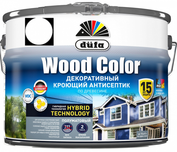 Антисептик кроющий WOOD COLOR белый 0,9 л Dufa/3