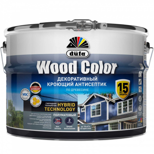 Антисептик кроющий WOOD COLOR белый 0,9 л Dufa/3