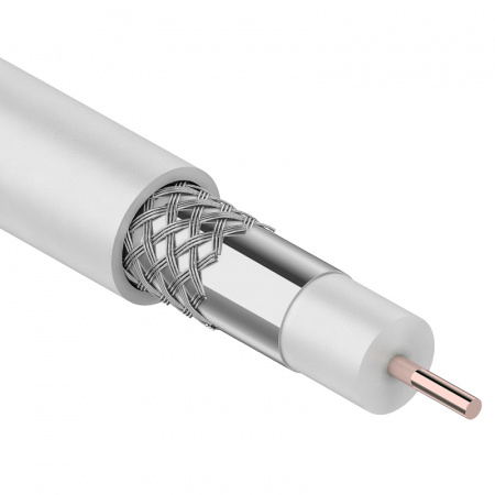 Кабель RG-6U-75ОМ коаксиальный CCS/Al/Al белый бухта 100м PROconnect