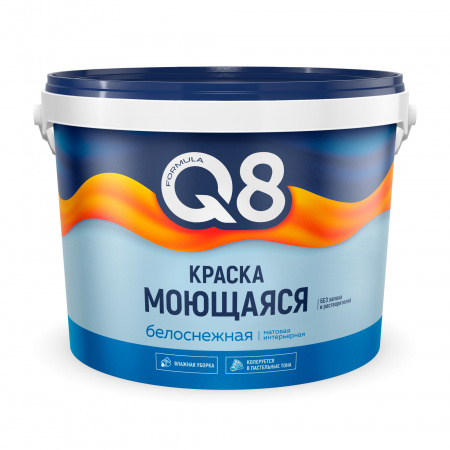 Краска ВД акриловая МОЮЩАЯСЯ Белая матовая 13 кг FORMULA Q8