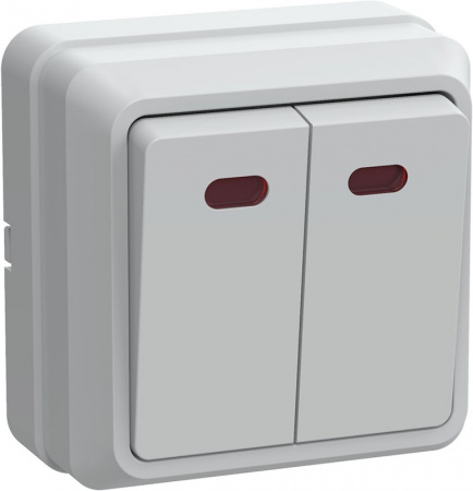 Выключатель 2 ОП белый с подсв.10A IP20 ОКТАВА IEK